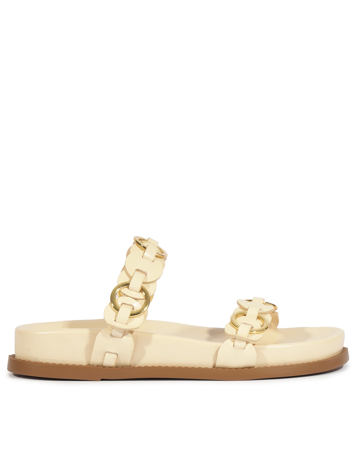 Sandália Feminina Papete Selina Sporty Couro - Off White