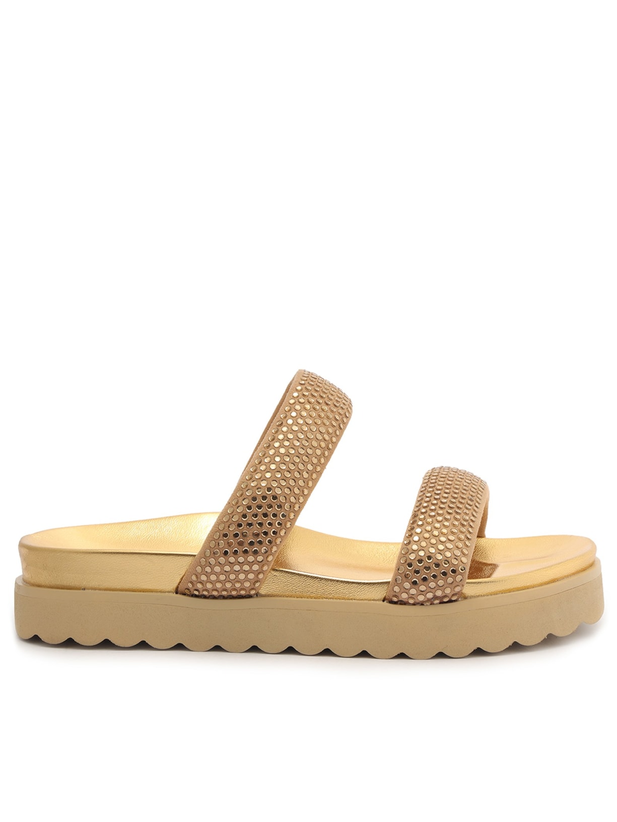 Sandália Feminina Papete Sparks Tiras Briolo - Dourado