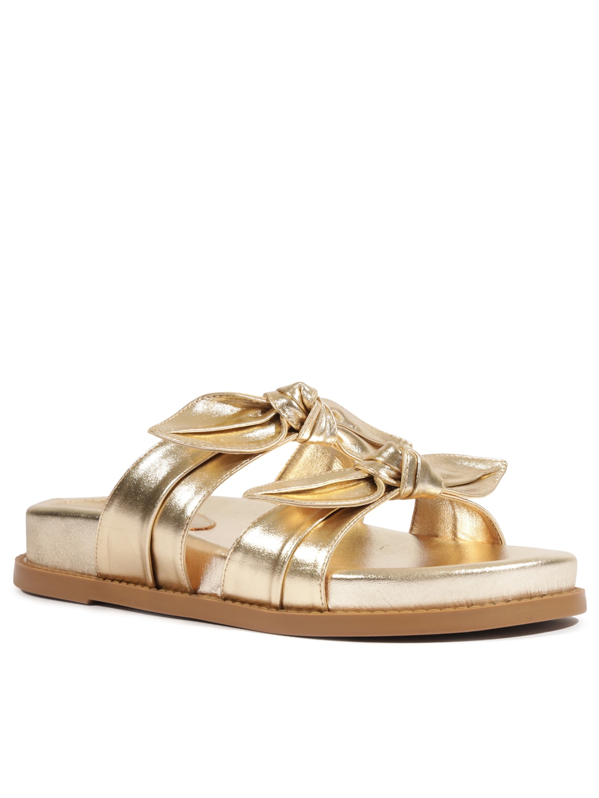 Sandália Feminina Papete Sporty Couro Dourada Schutz