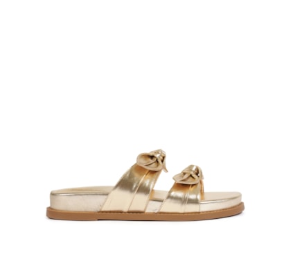 Sandália Feminina Papete Sporty Couro - Dourada