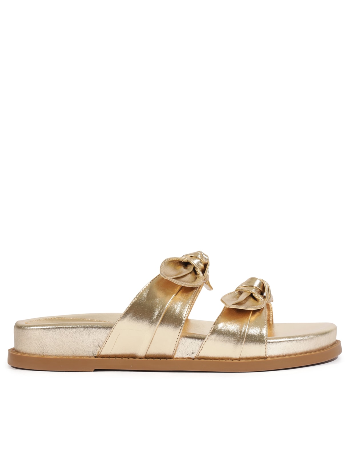 Sandália Feminina Papete Sporty Couro - Dourada