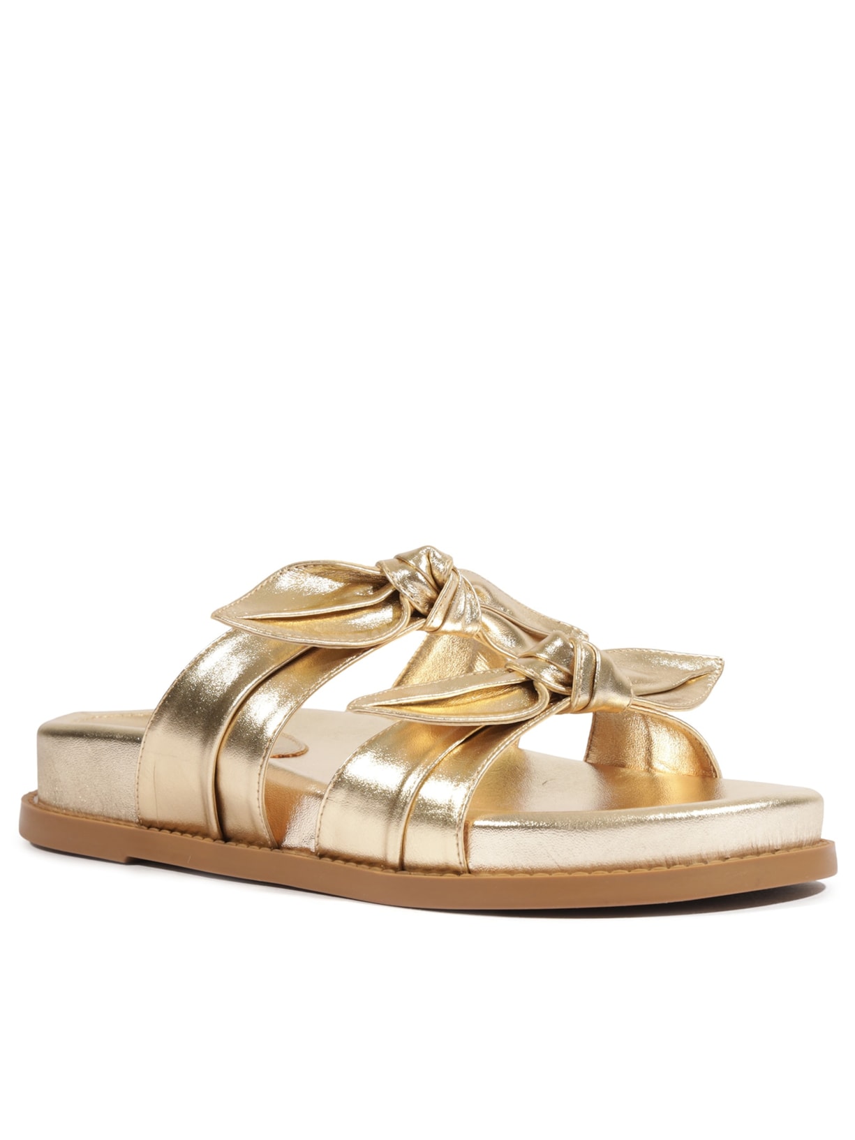 Sandália Feminina Papete Sporty Couro Dourada Schutz