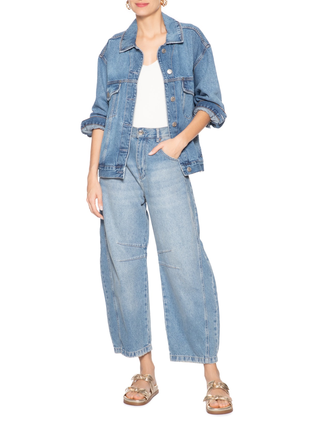 Sandália Feminina Papete Sporty Couro Dourada Schutz