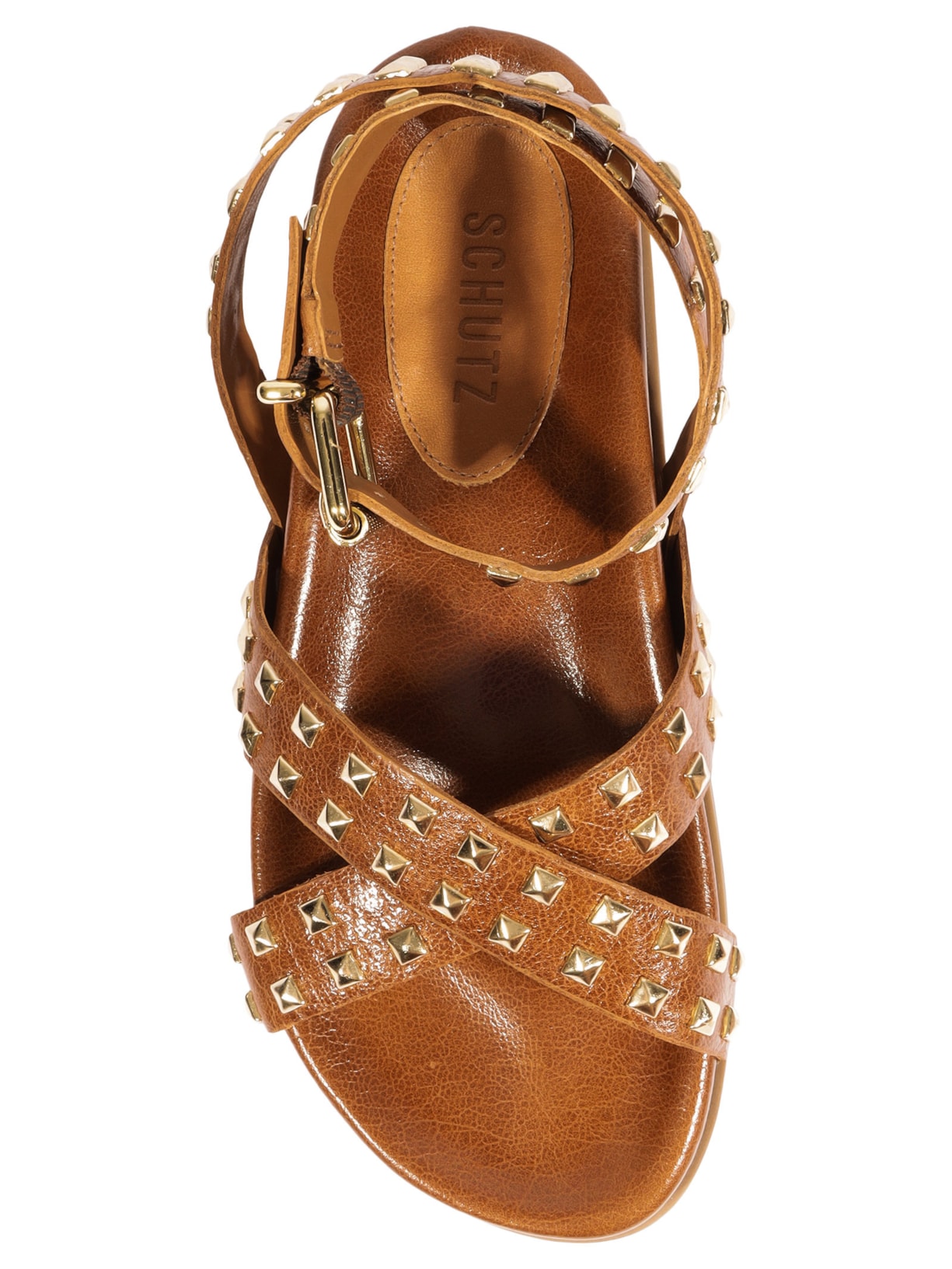 Sandália Feminina Papete Studs Carolla Couro Marrom Schutz