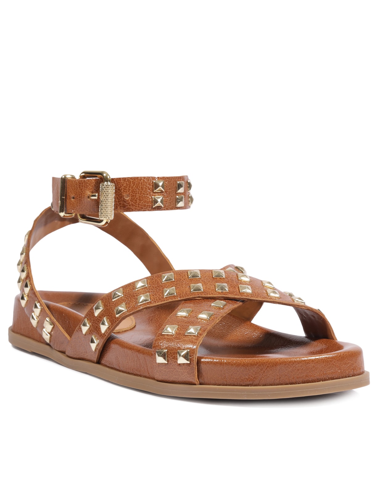 Sandália Feminina Papete Studs Carolla Couro Marrom Schutz