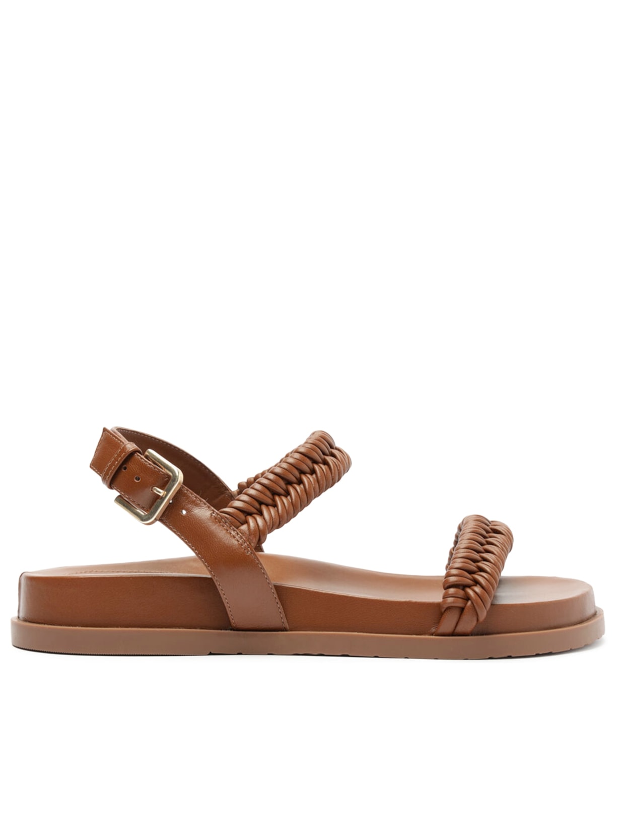 Sandália Feminina Papete Tiras Tramadas - Marrom