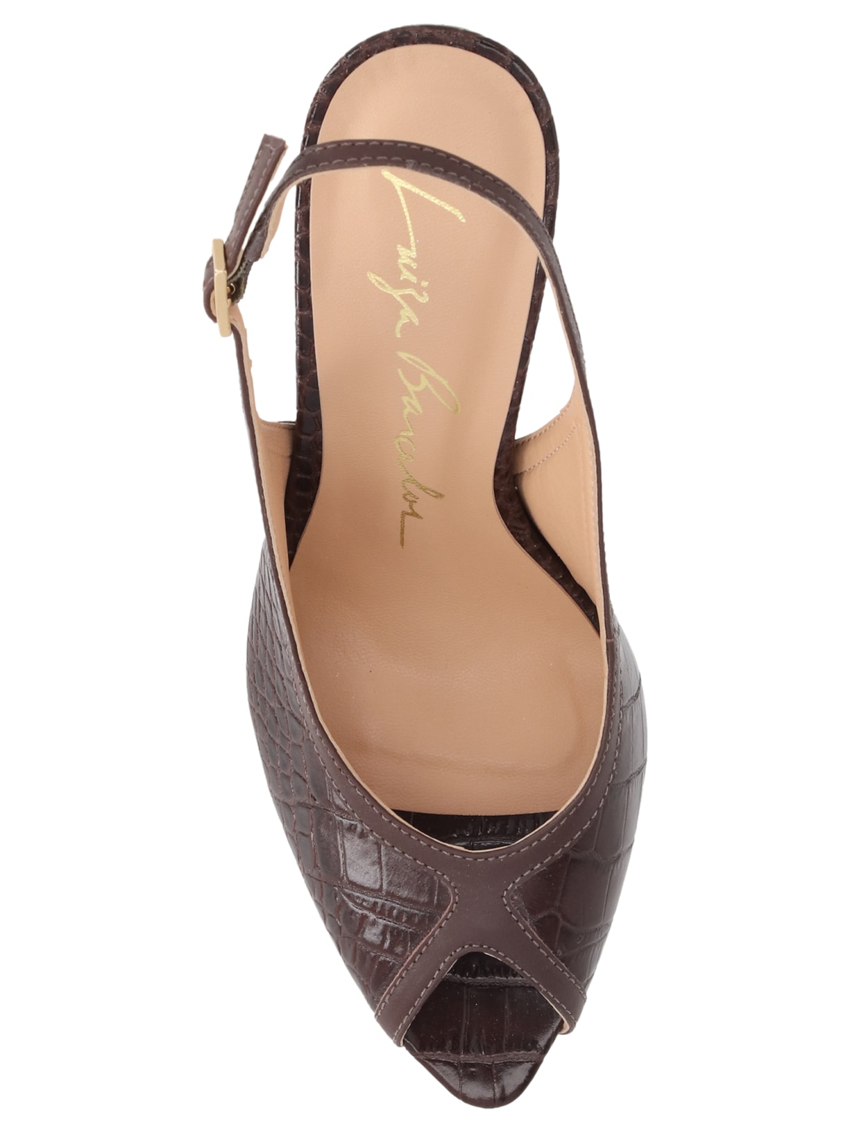 Sandália Feminina Peep Toe Salto Alto Couro Marrom Luiza Barcelos