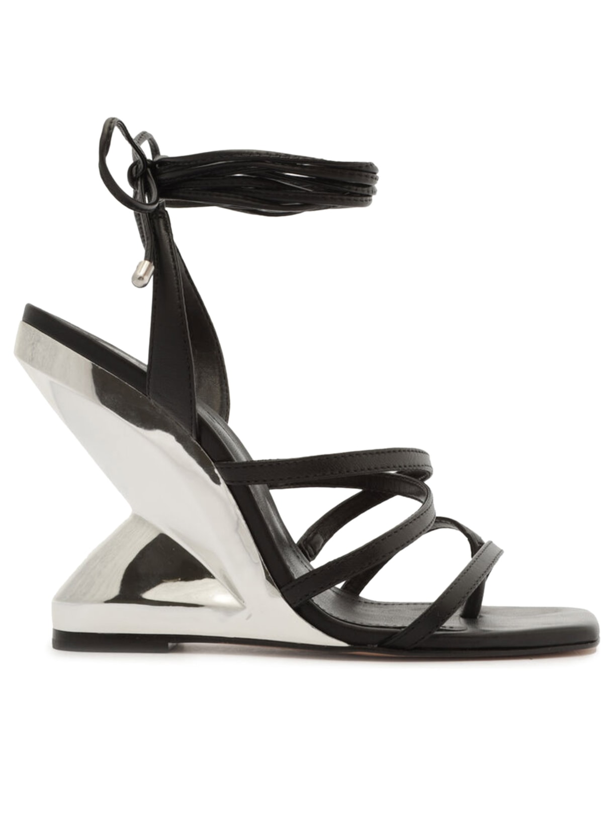 Sandália Feminina Phoebe Anabela Couro - Preto