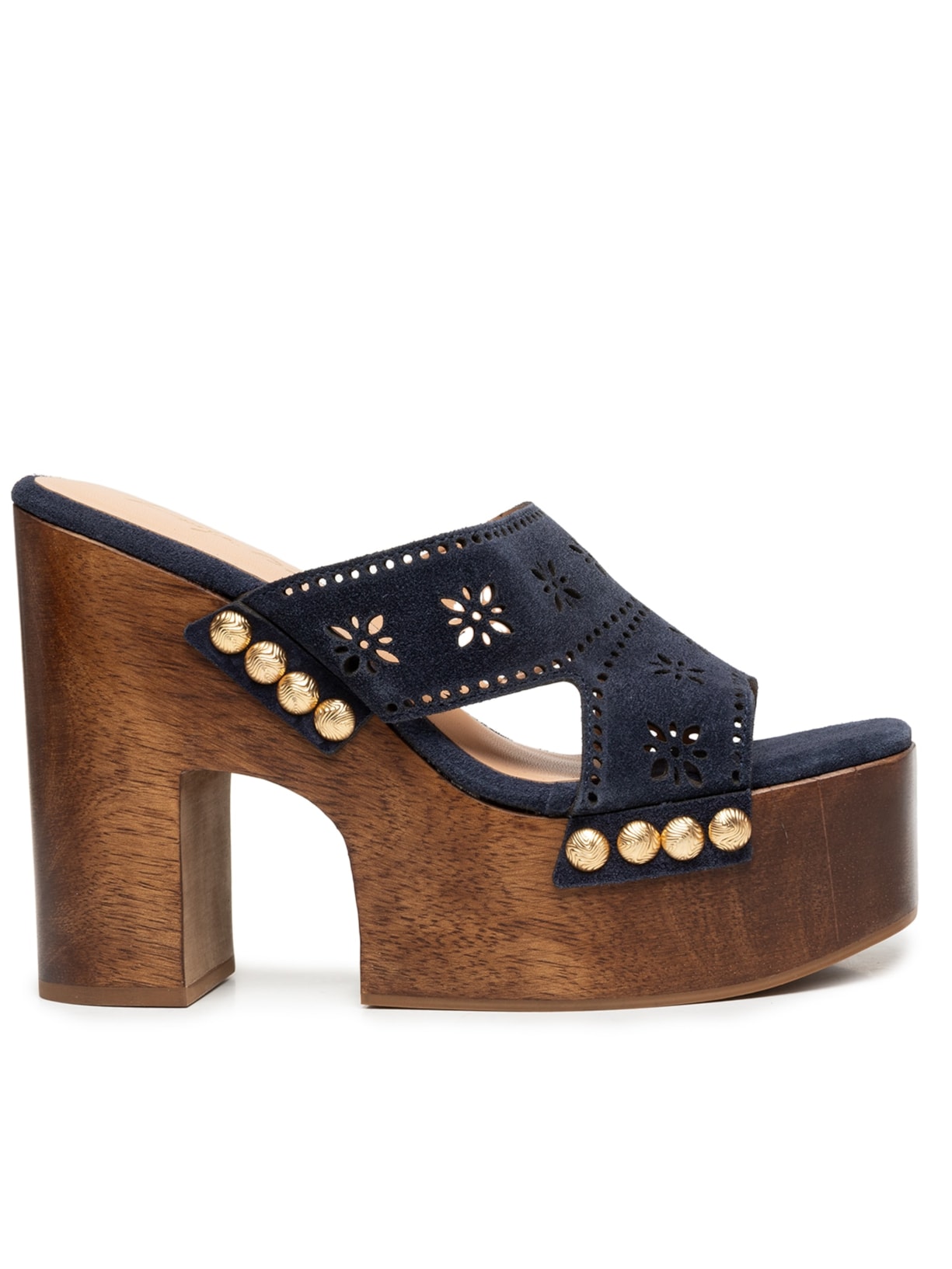 Sandália Feminina Plataforma Camurça - Azul