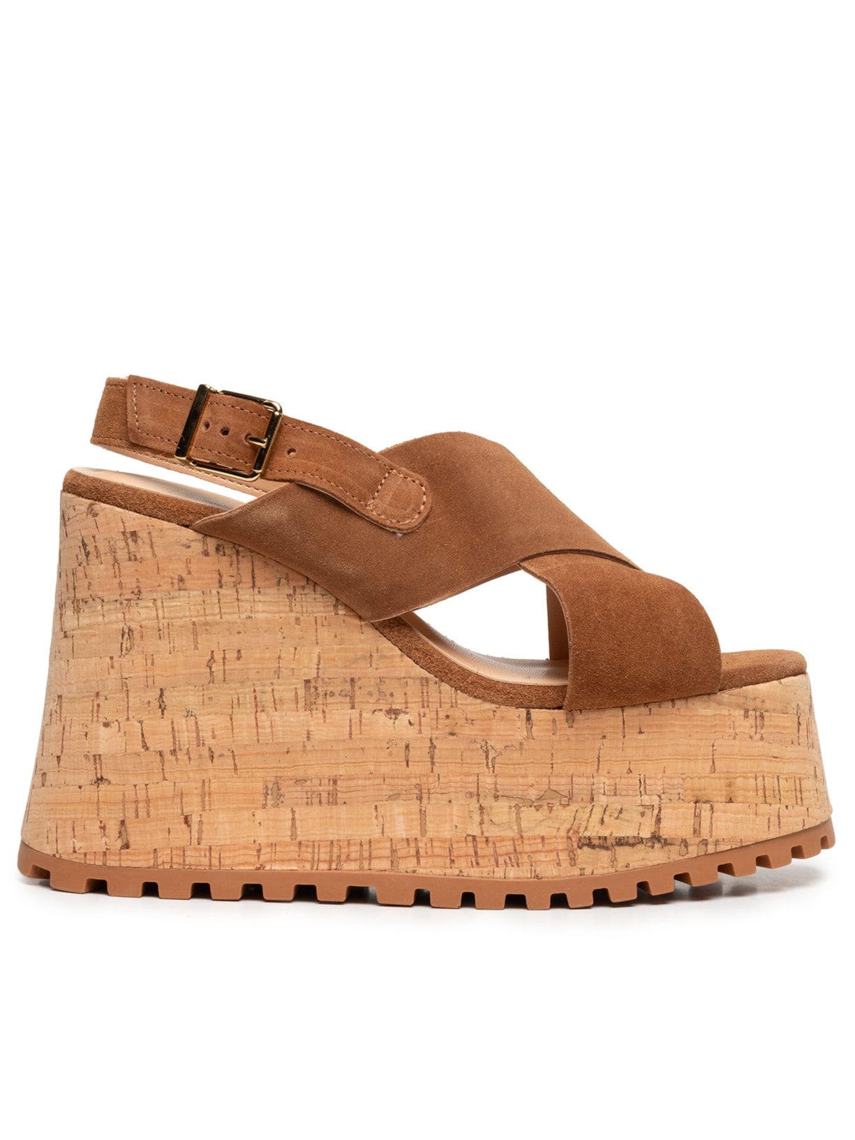 Sandália Feminina Plataforma Camurção - Bege