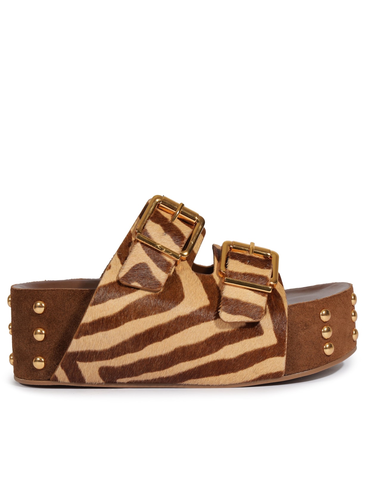 Sandália Feminina Plataforma Couro Marrom Schutz