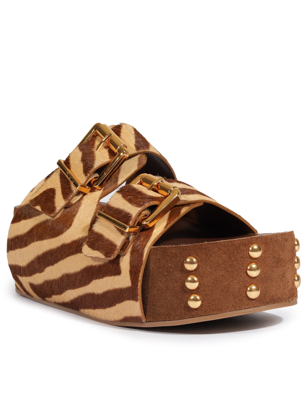 Sandália Feminina Plataforma Couro Marrom Schutz