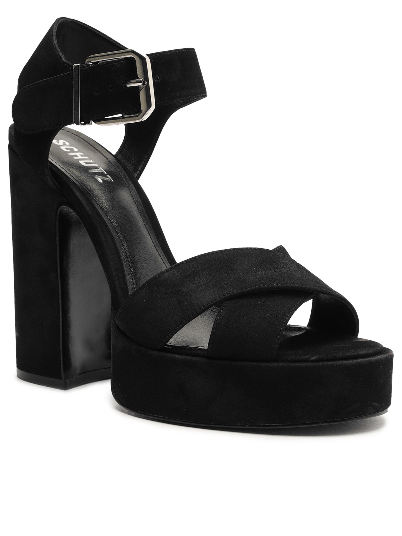 Sandália Feminina Plataforma Nobuck - Schutz - Preto Sandália Feminina Plataforma Nobuck - Schutz - Preto