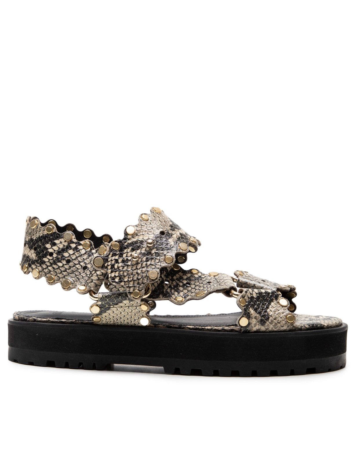 Sandália Feminina Python Rebites Pina - Cinza