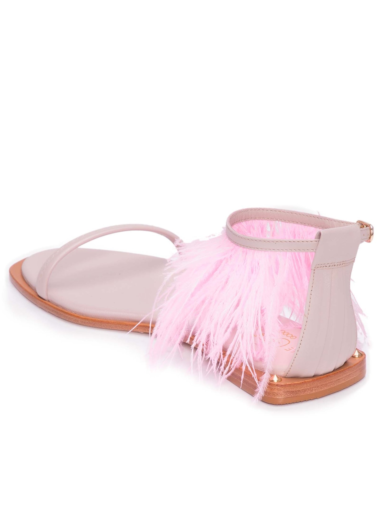 Sandália Feminina Rasteira Allegra Plumas Rosa Le Borô