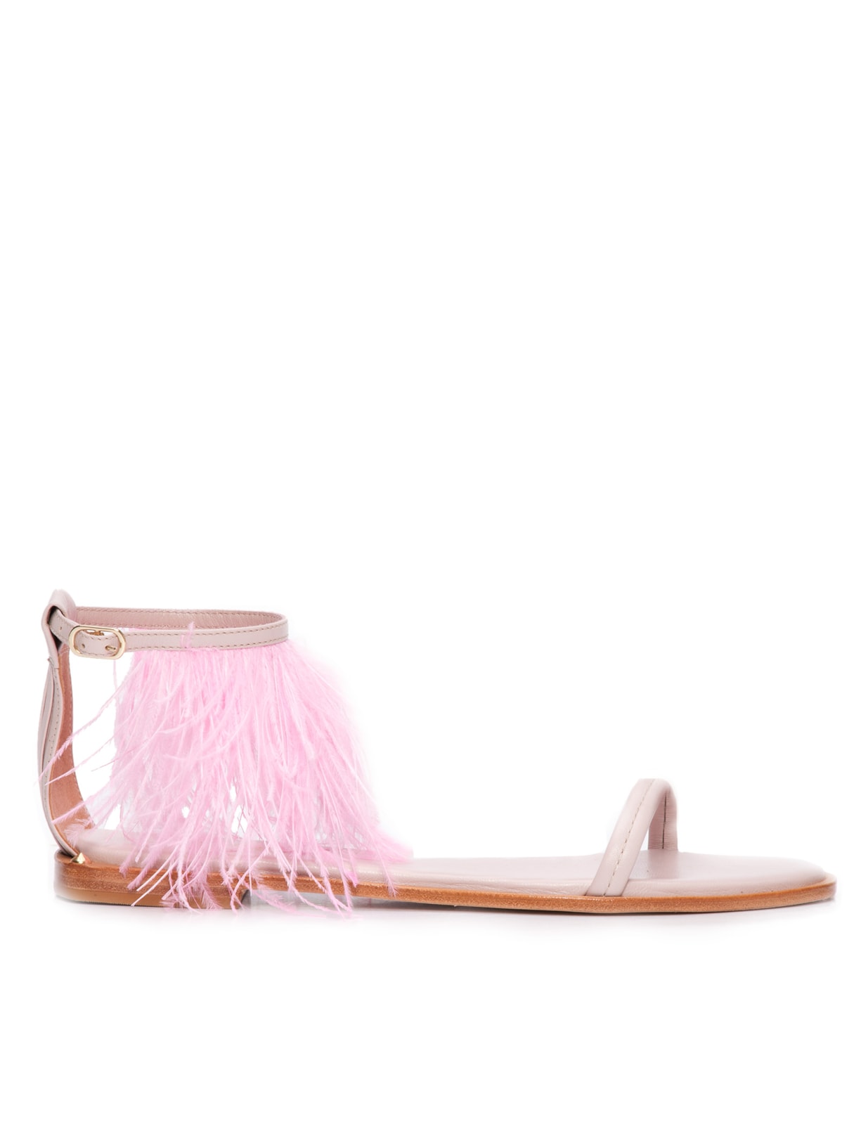 Sandália Feminina Rasteira Allegra Plumas Rosa Le Borô