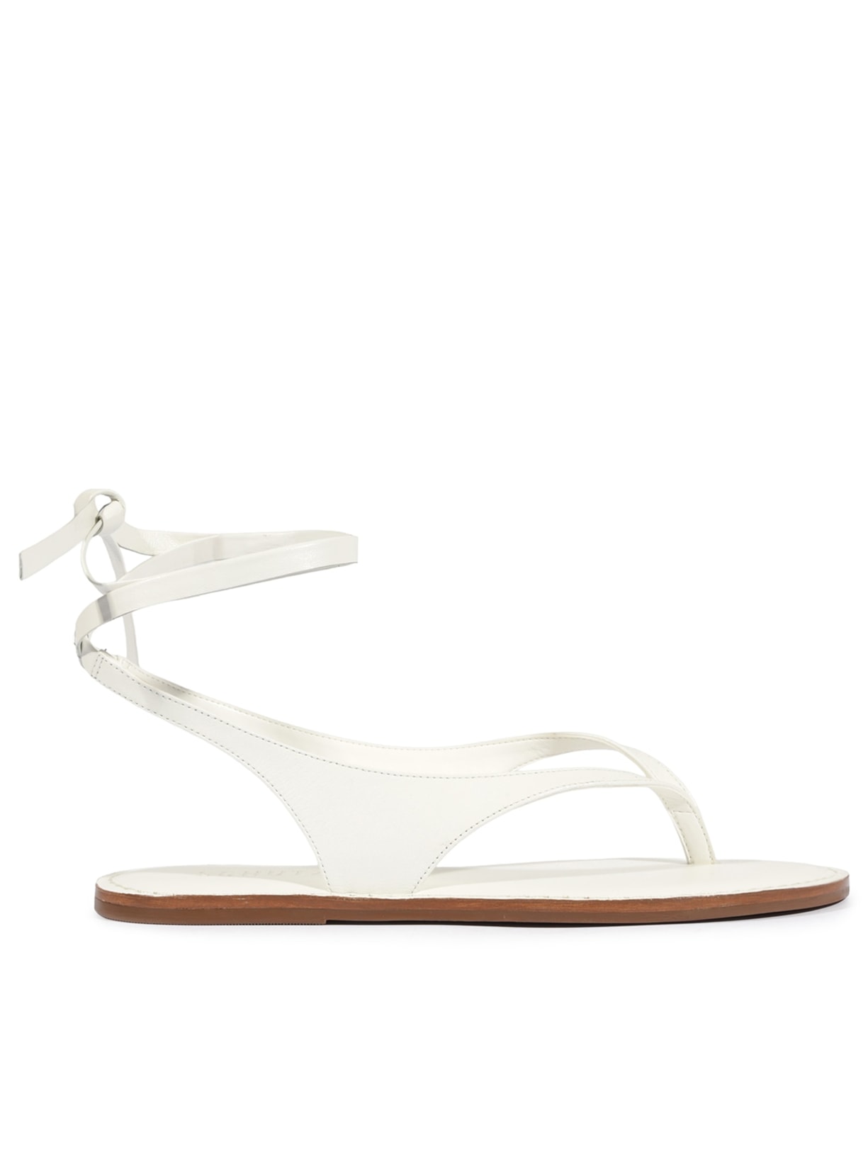 Sandália Feminina Rasteira Amarração Couro - Branco