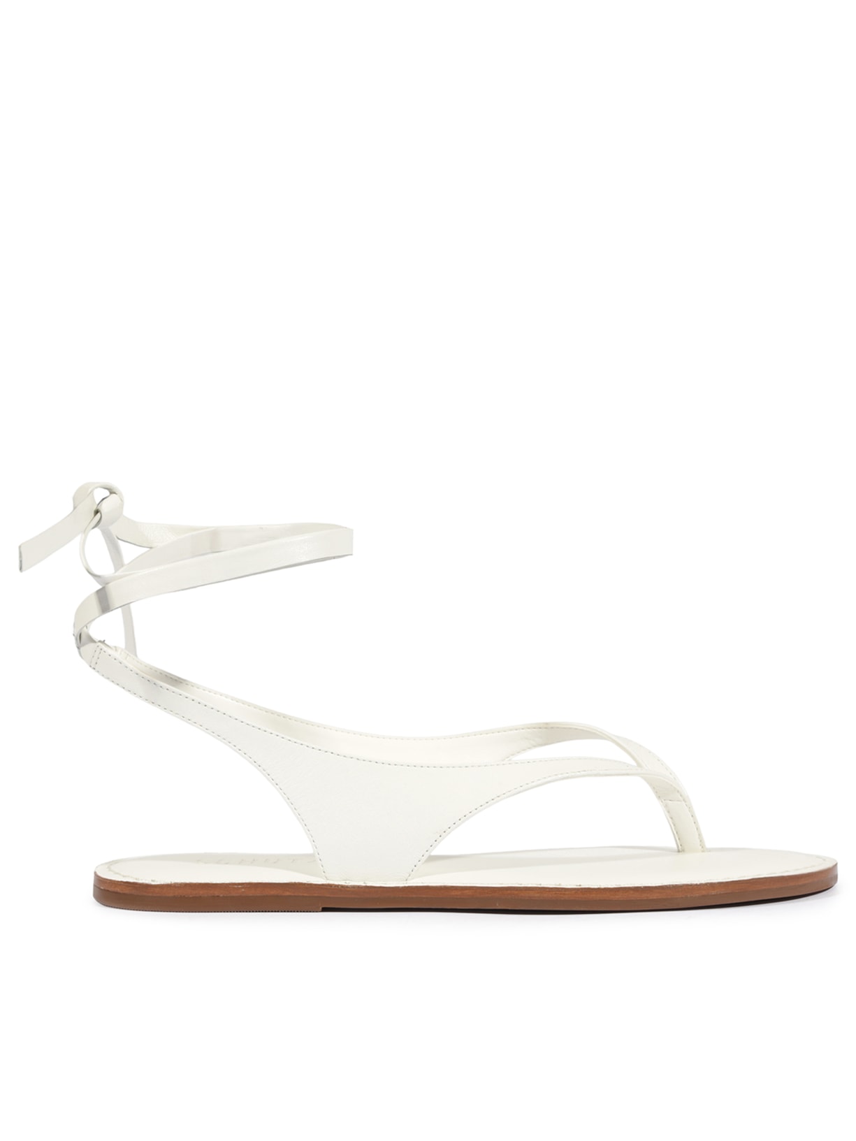 Sandália Feminina Rasteira Amarração Couro - Branco