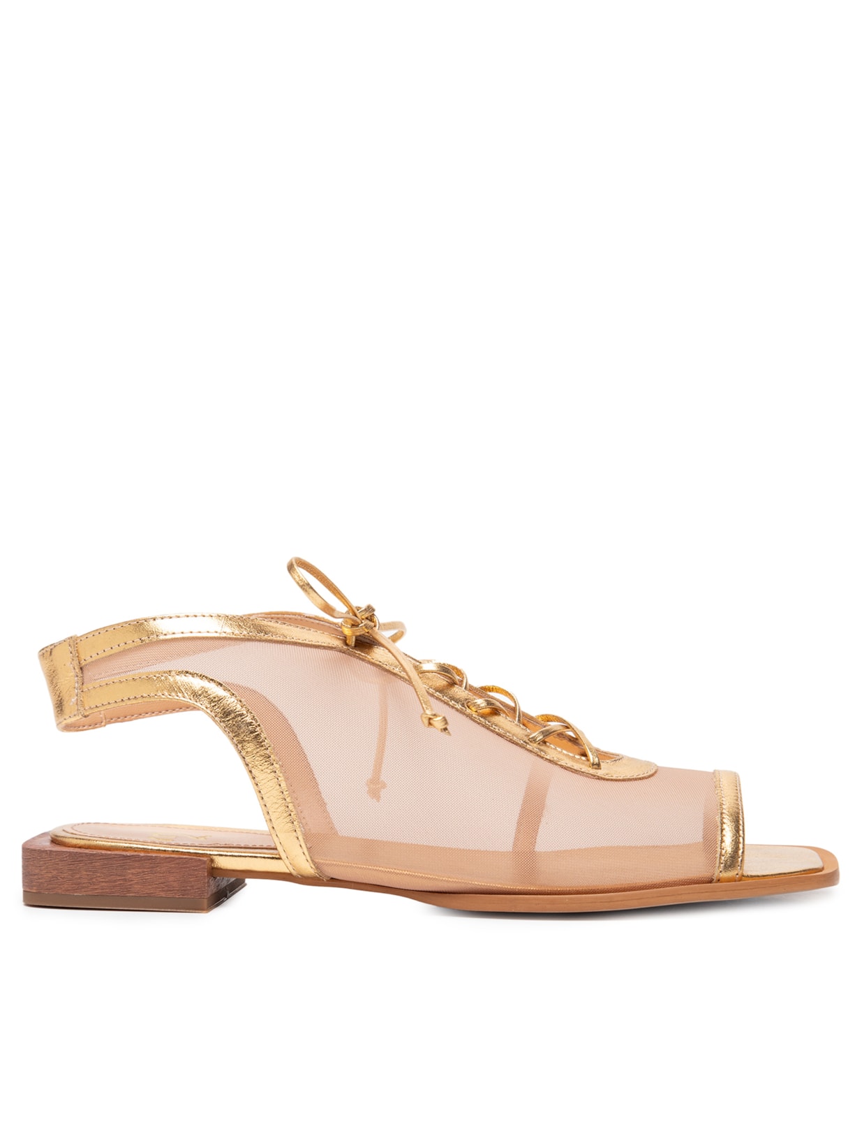 Sandália Feminina Rasteira Amarração - Dourado