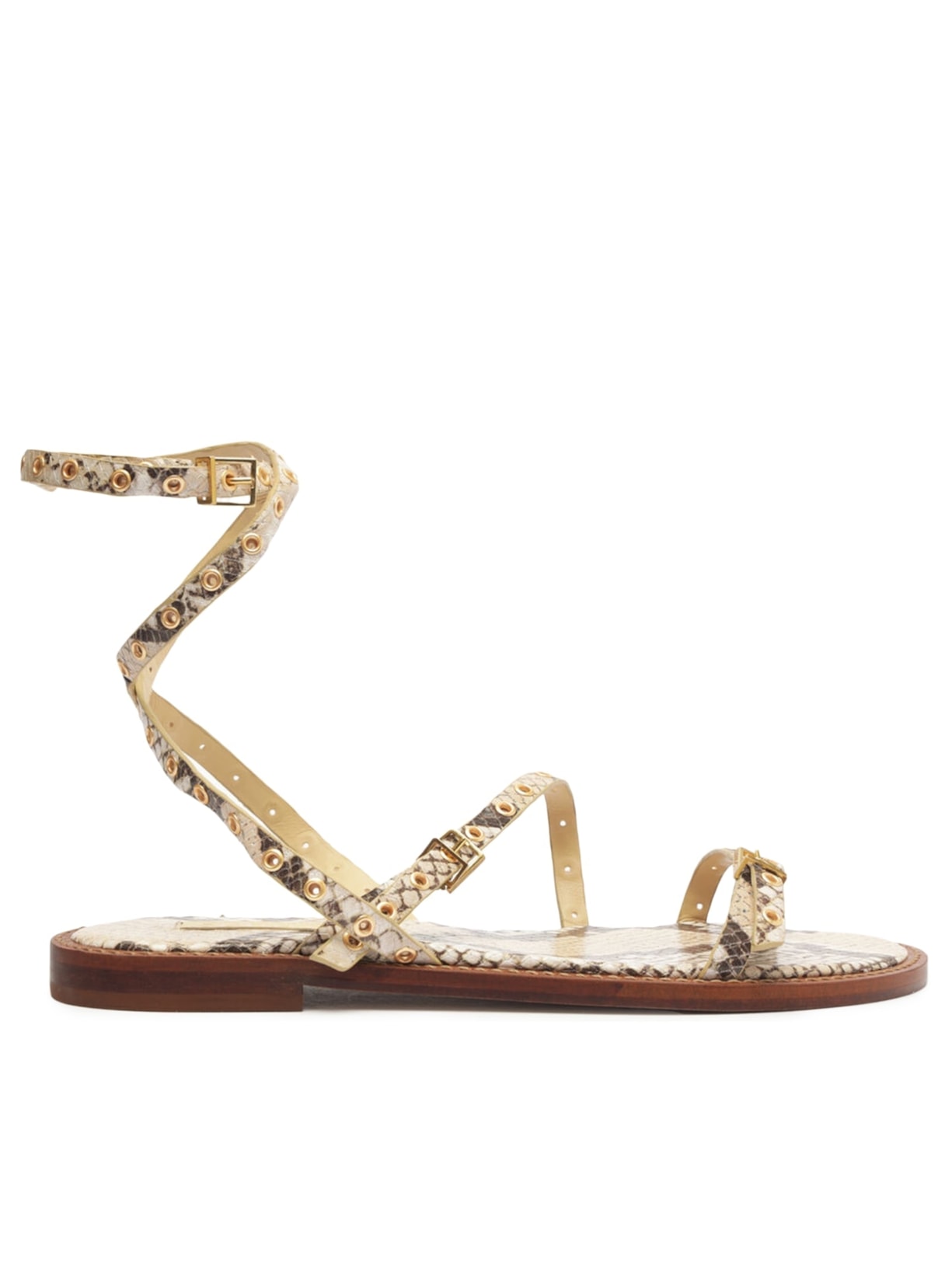 Sandália Feminina Rasteira Annete Flat Couro - Animal Print