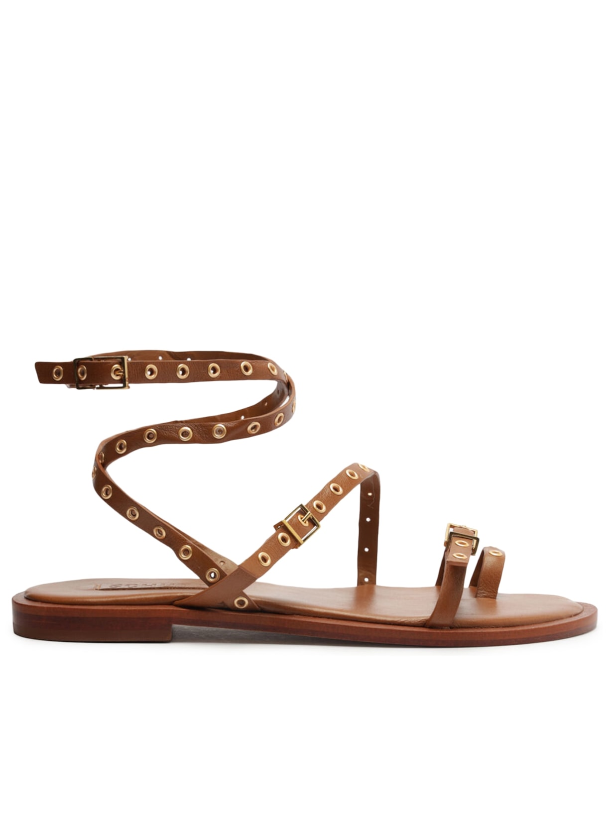 Sandália Feminina Rasteira Annete Flat Couro - Marrom