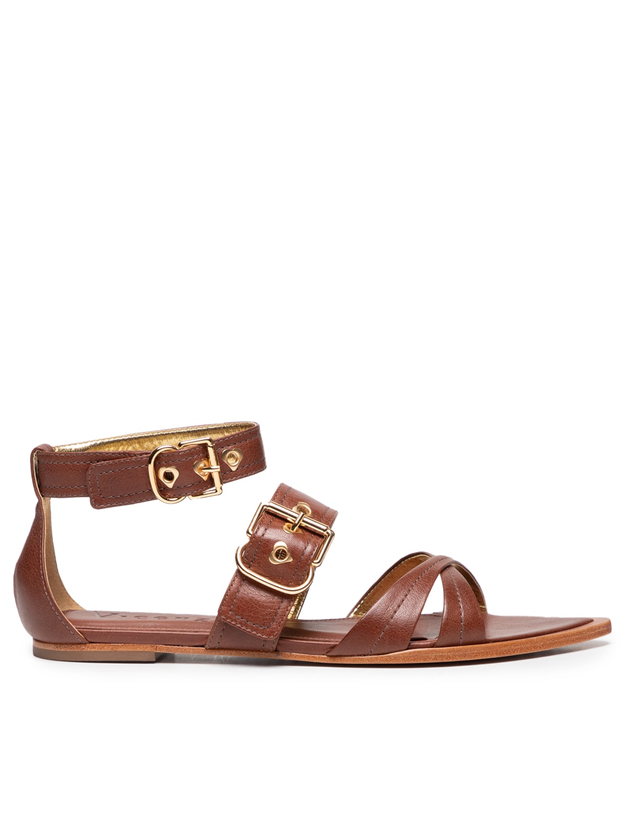 Sandália Feminina Rasteira Bico Fino - Marrom