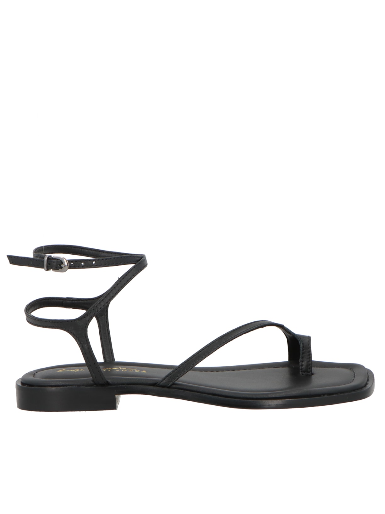 Sandália Feminina Rasteira Bico quadrado - Preto