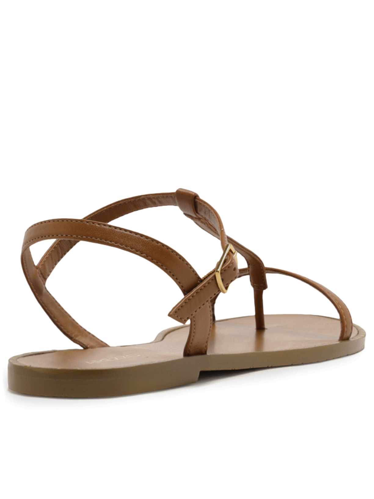 Sandália Feminina Rasteira Bico Redondo Tiras Marrom Arezzo