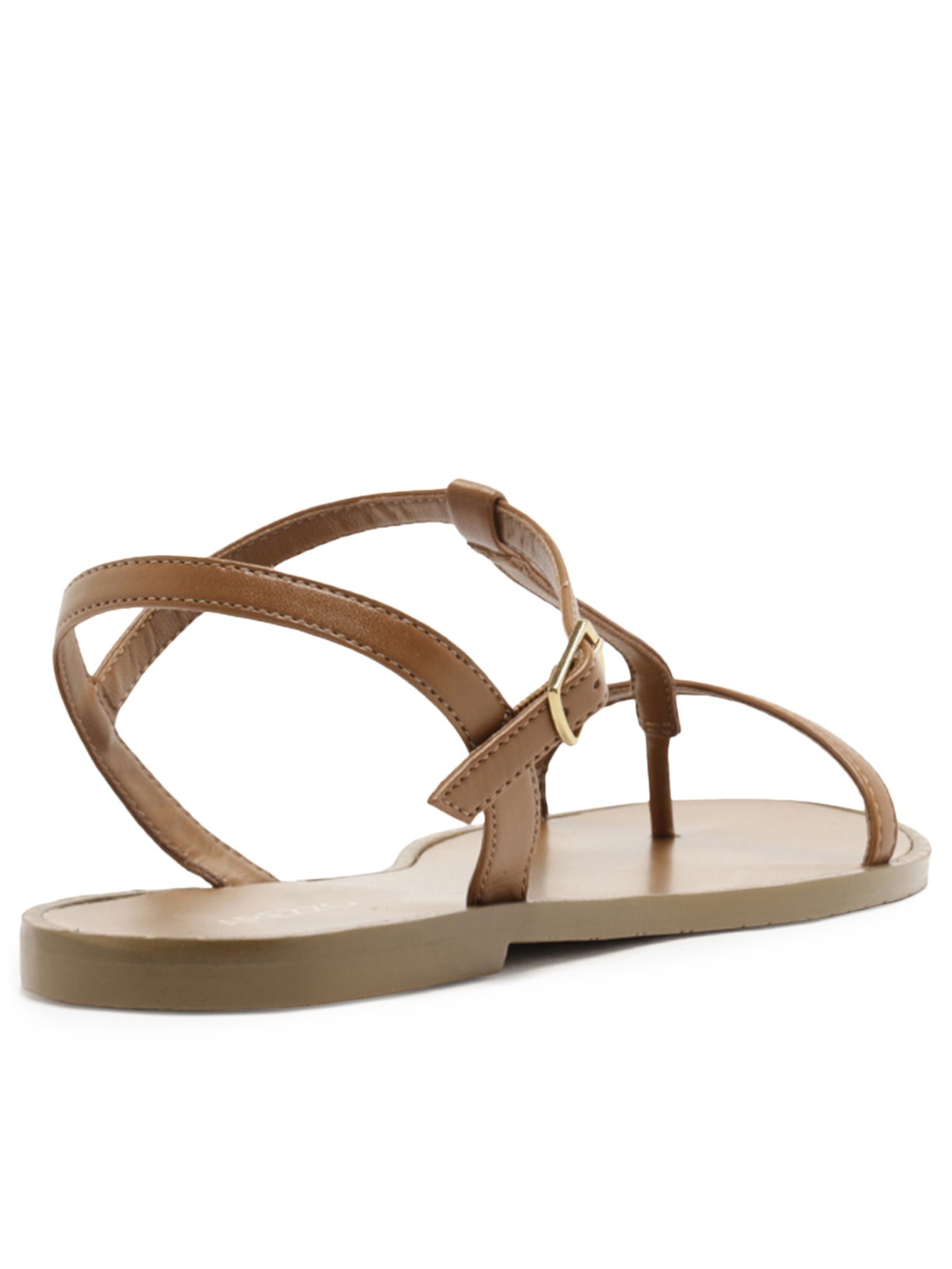 Sandália Feminina Rasteira Bico Redondo Tiras Marrom Arezzo