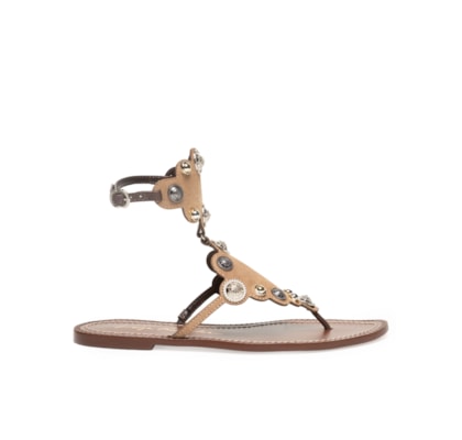 Sandália Feminina Rasteira Camurça Grease - Bege