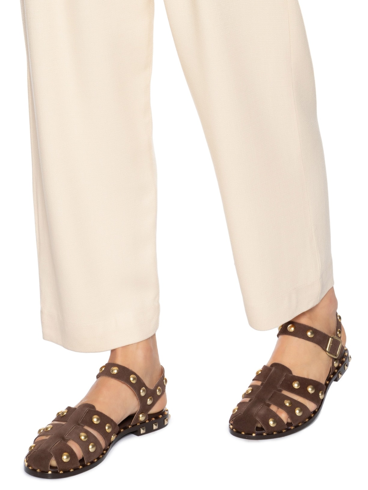 Sandália Feminina Rasteira Camurça Marrom Luiza Barcelos