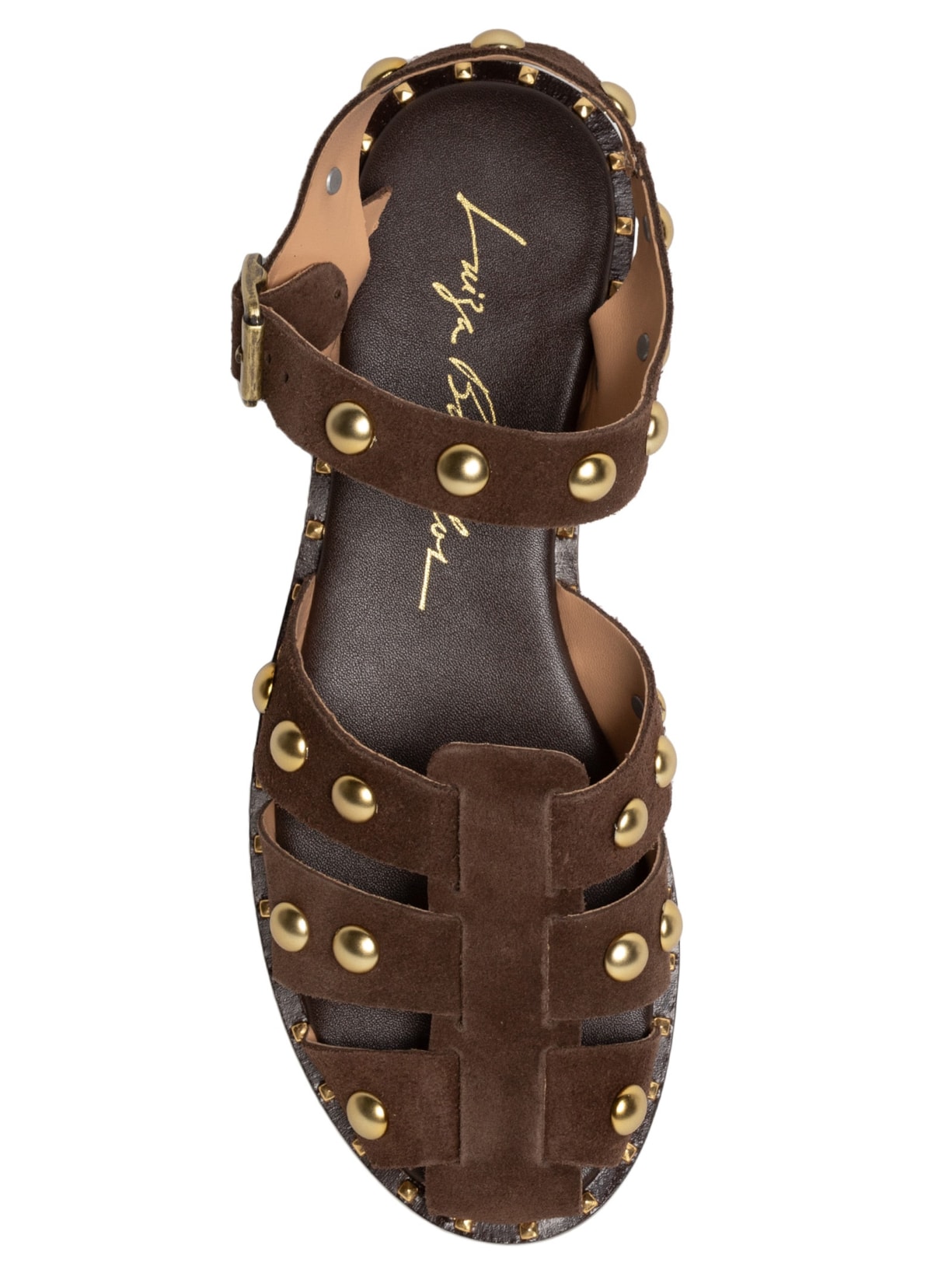 Sandália Feminina Rasteira Camurça Marrom Luiza Barcelos