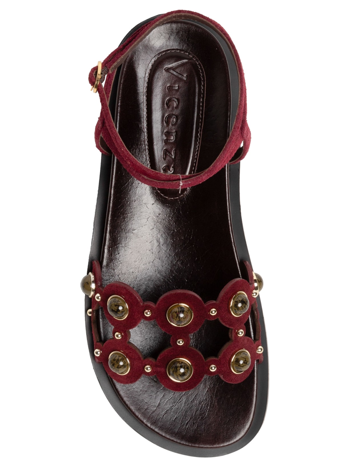 Sandália Feminina Rasteira Camurça Vermelho Vicenza