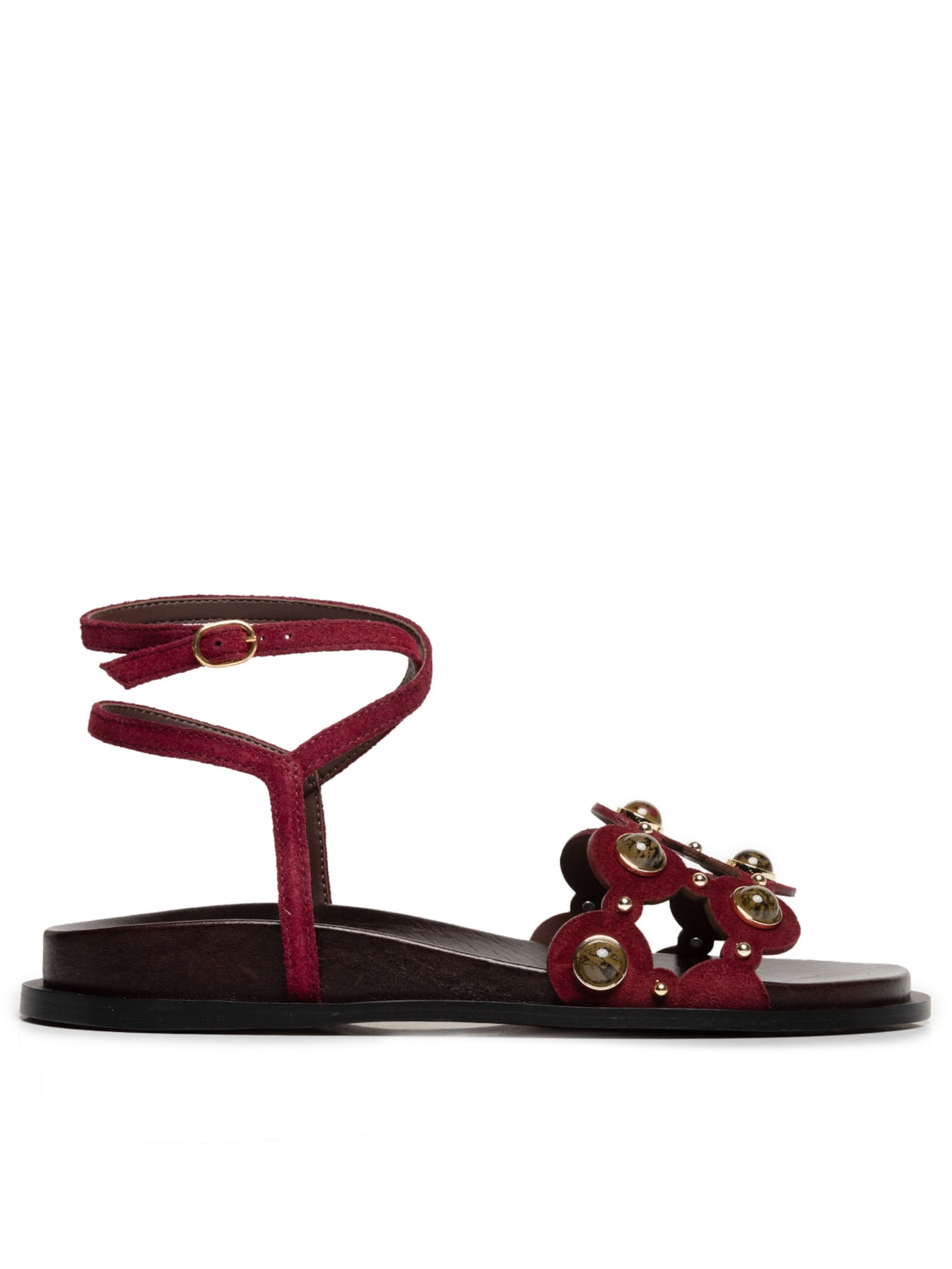 Sandália Feminina Rasteira Camurça - Vermelho