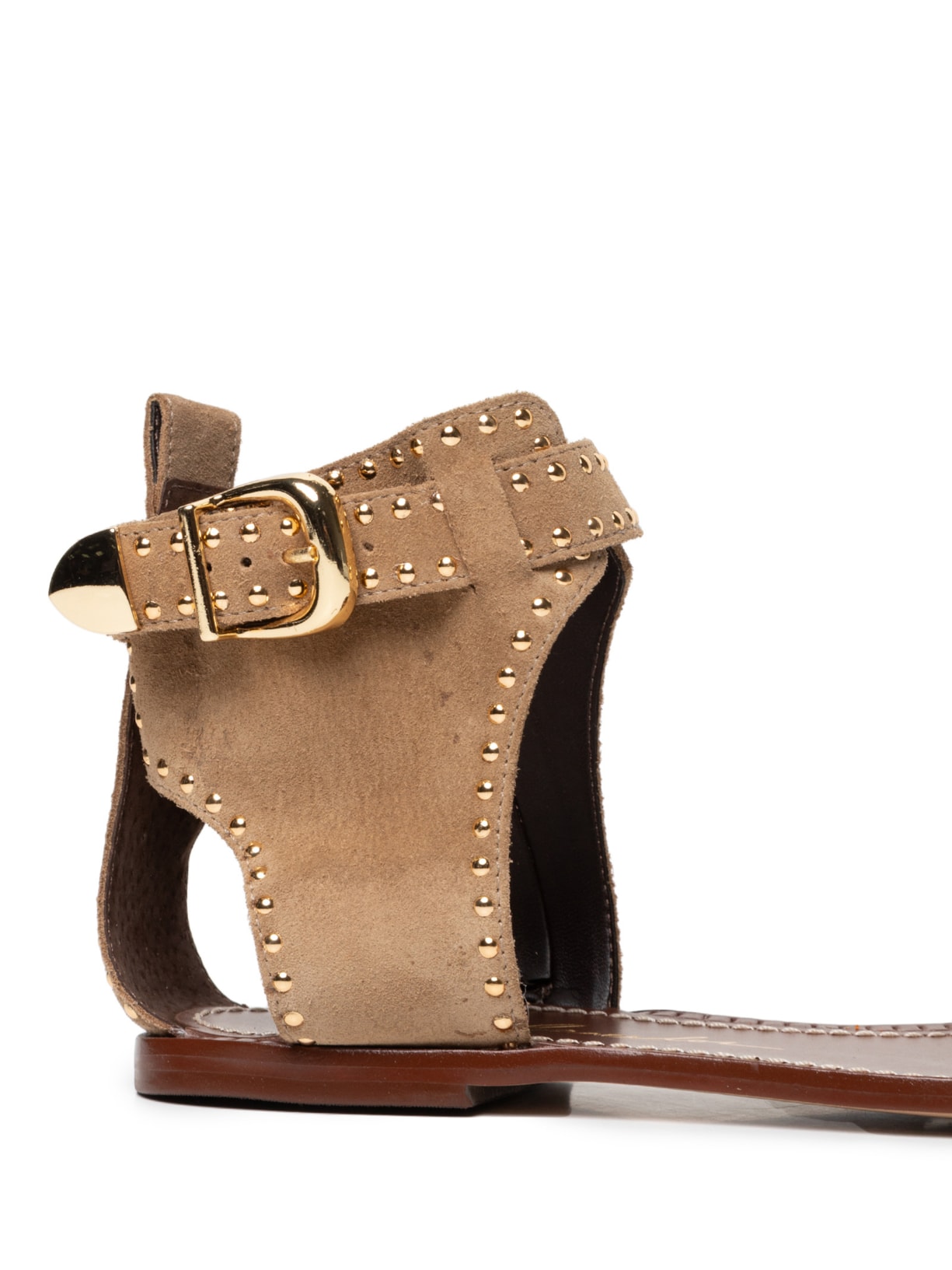 Sandália Feminina Rasteira Camurção Bege Luiza Barcelos