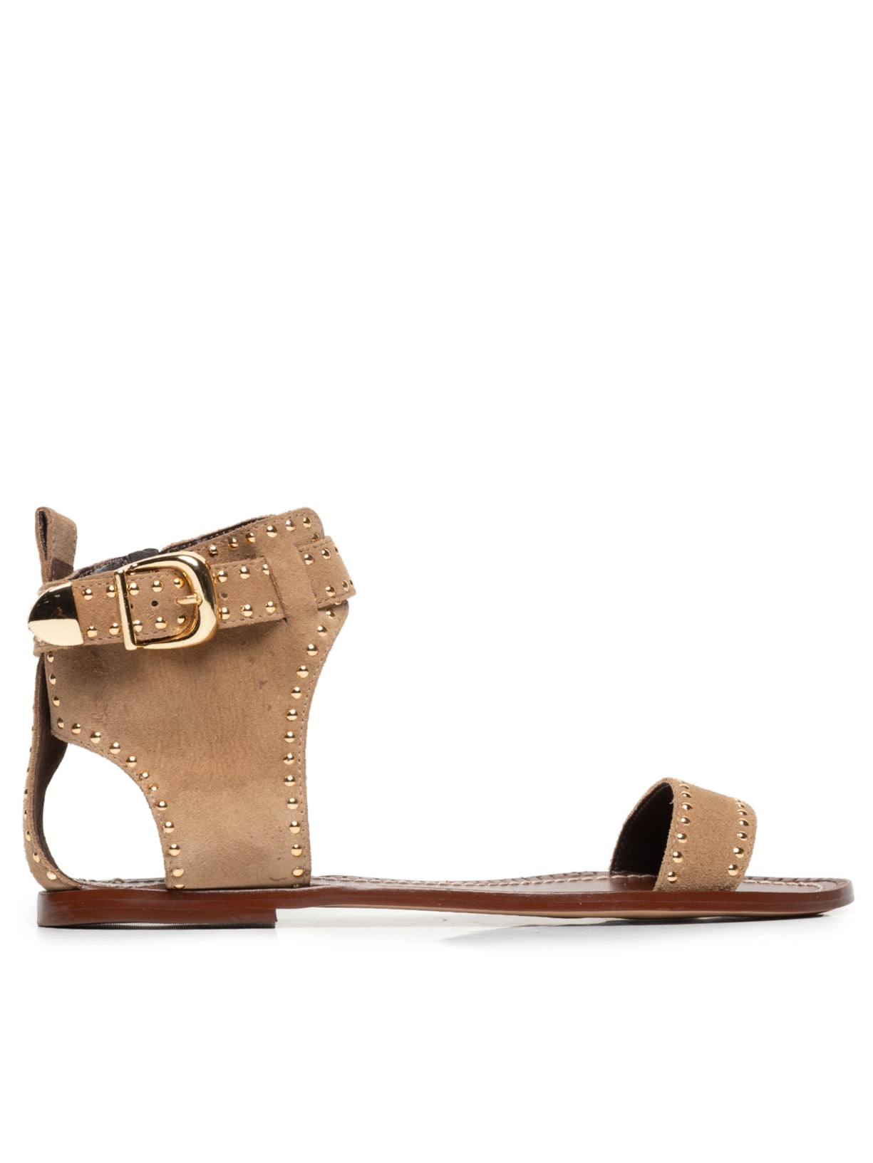 Sandália Feminina Rasteira Camurção Bege Luiza Barcelos