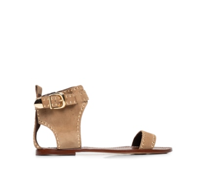 Sandália Feminina Rasteira Camurção - Bege