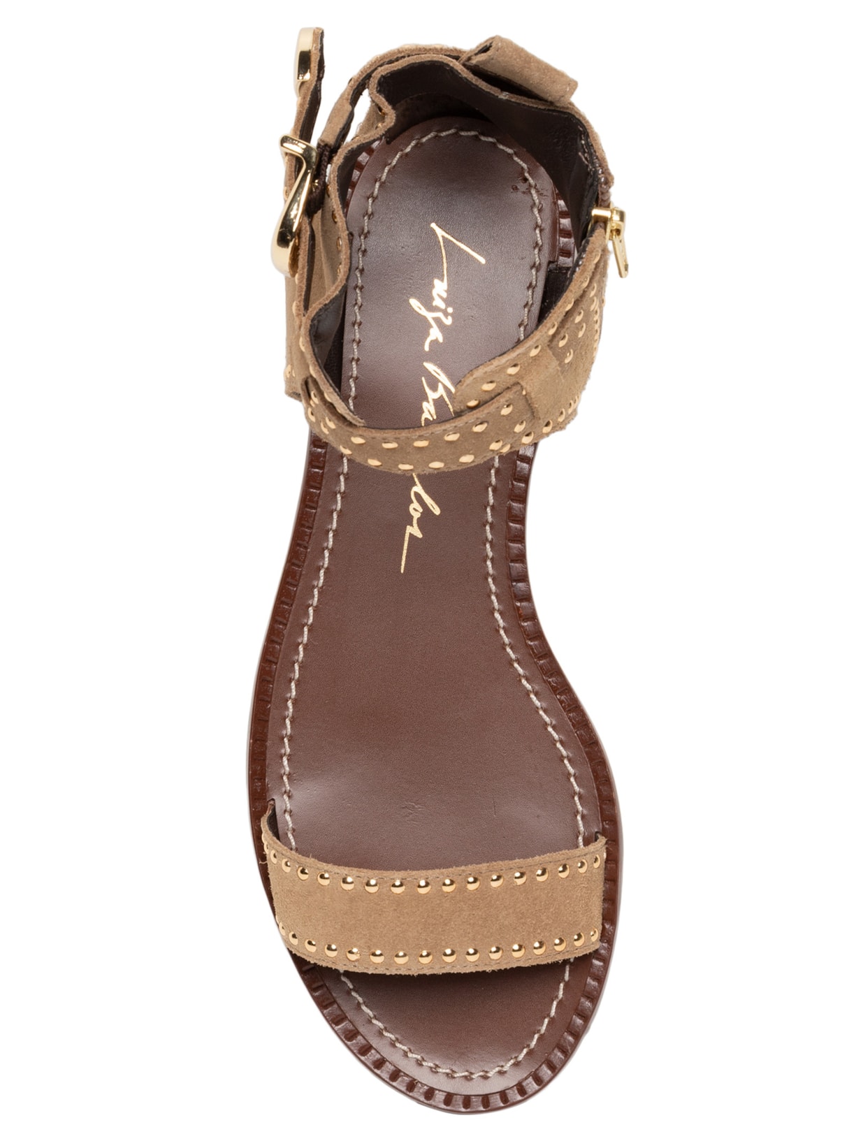 Sandália Feminina Rasteira Camurção Bege Luiza Barcelos