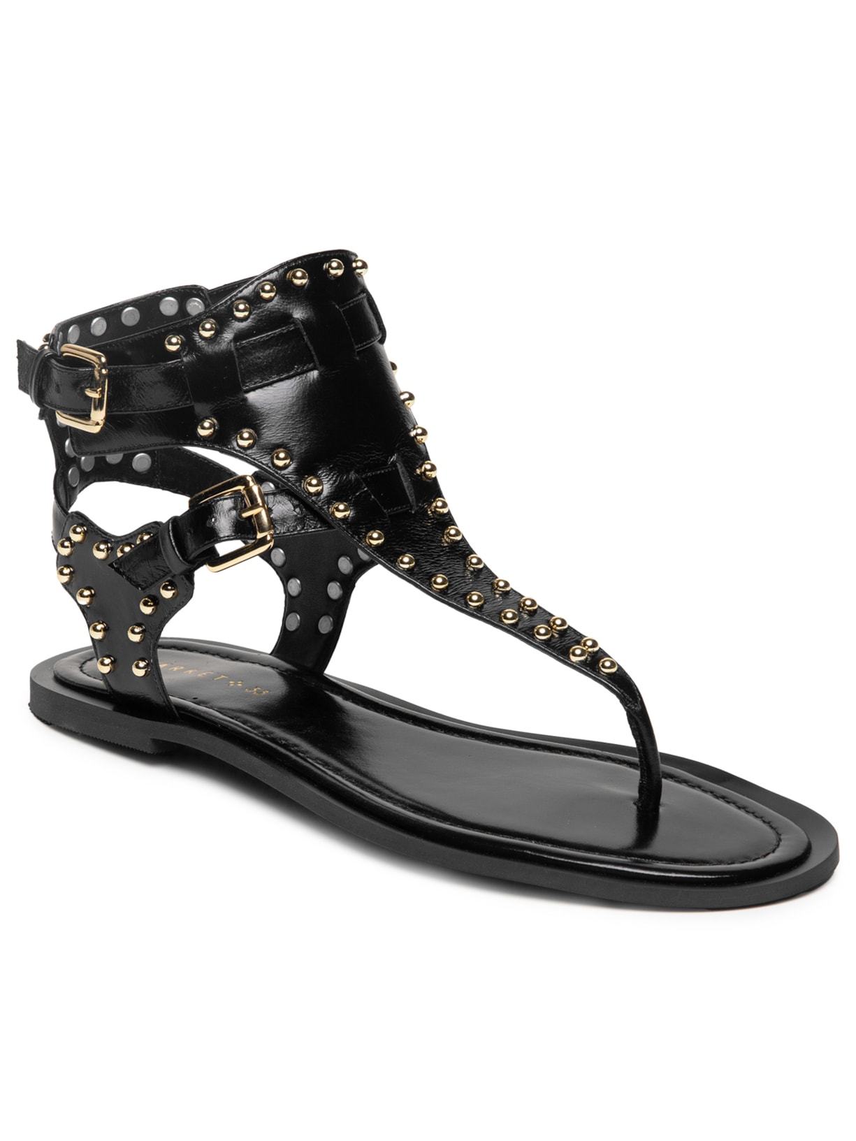 Sandália Feminina Rasteira Com Tachas Preto Market 33