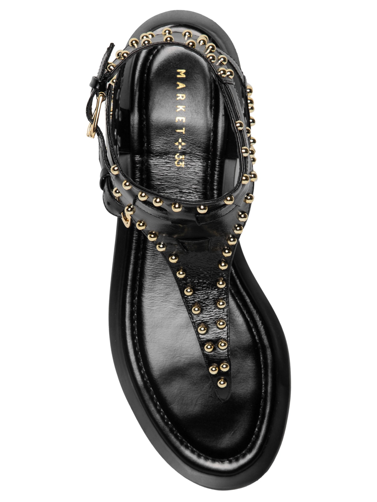 Sandália Feminina Rasteira Com Tachas Preto Market 33