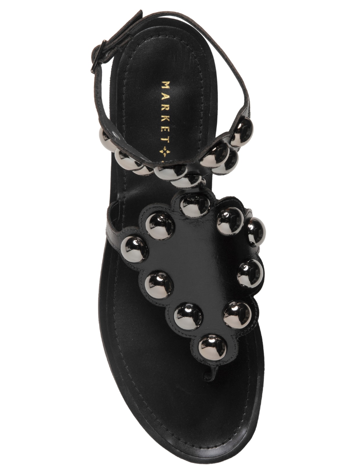 Sandália Feminina Rasteira Com Tachas Preto Market 33