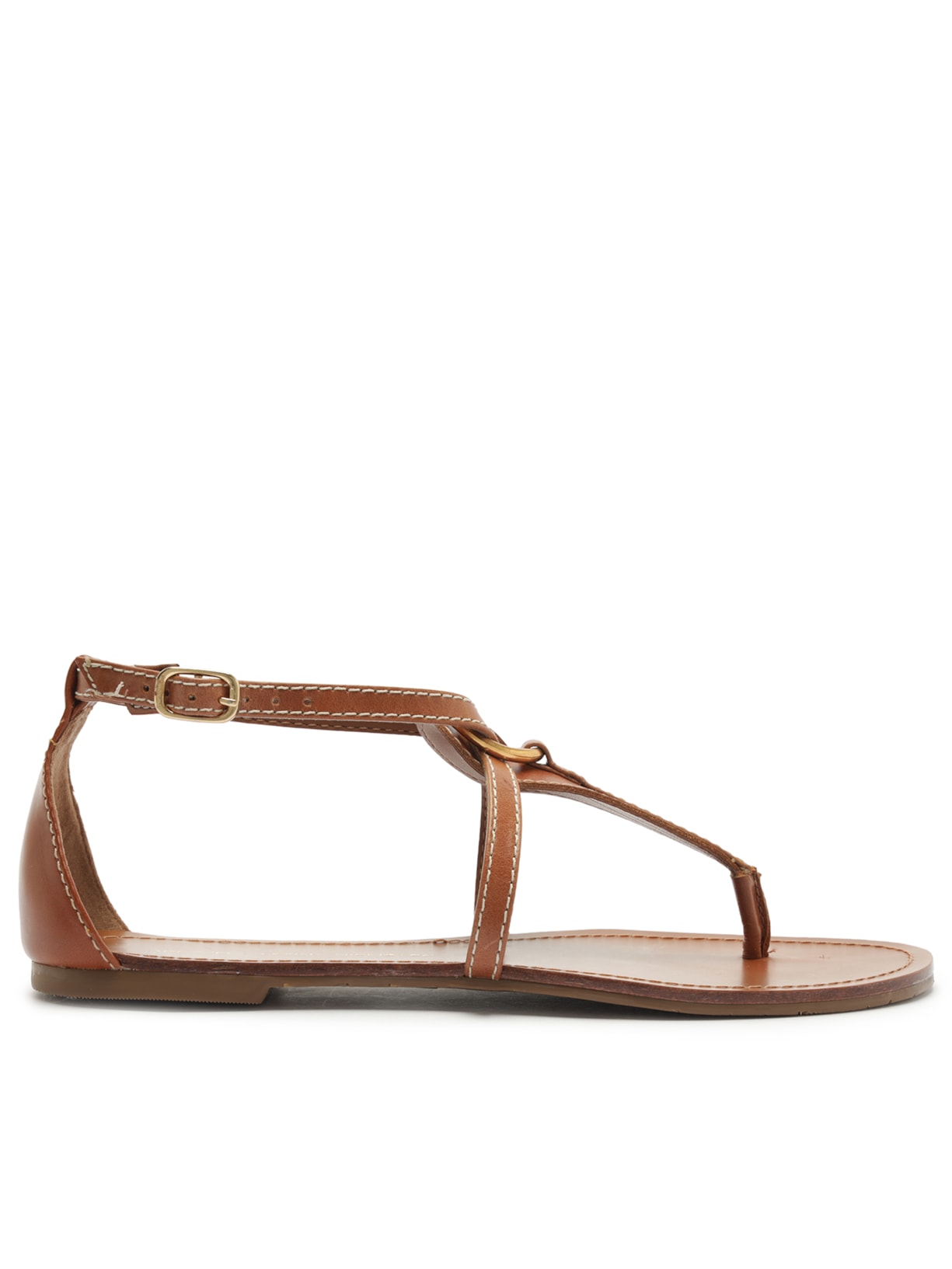 Sandália Feminina Rasteira Couro Argola Marrom Arezzo + Lenny Niemeyer