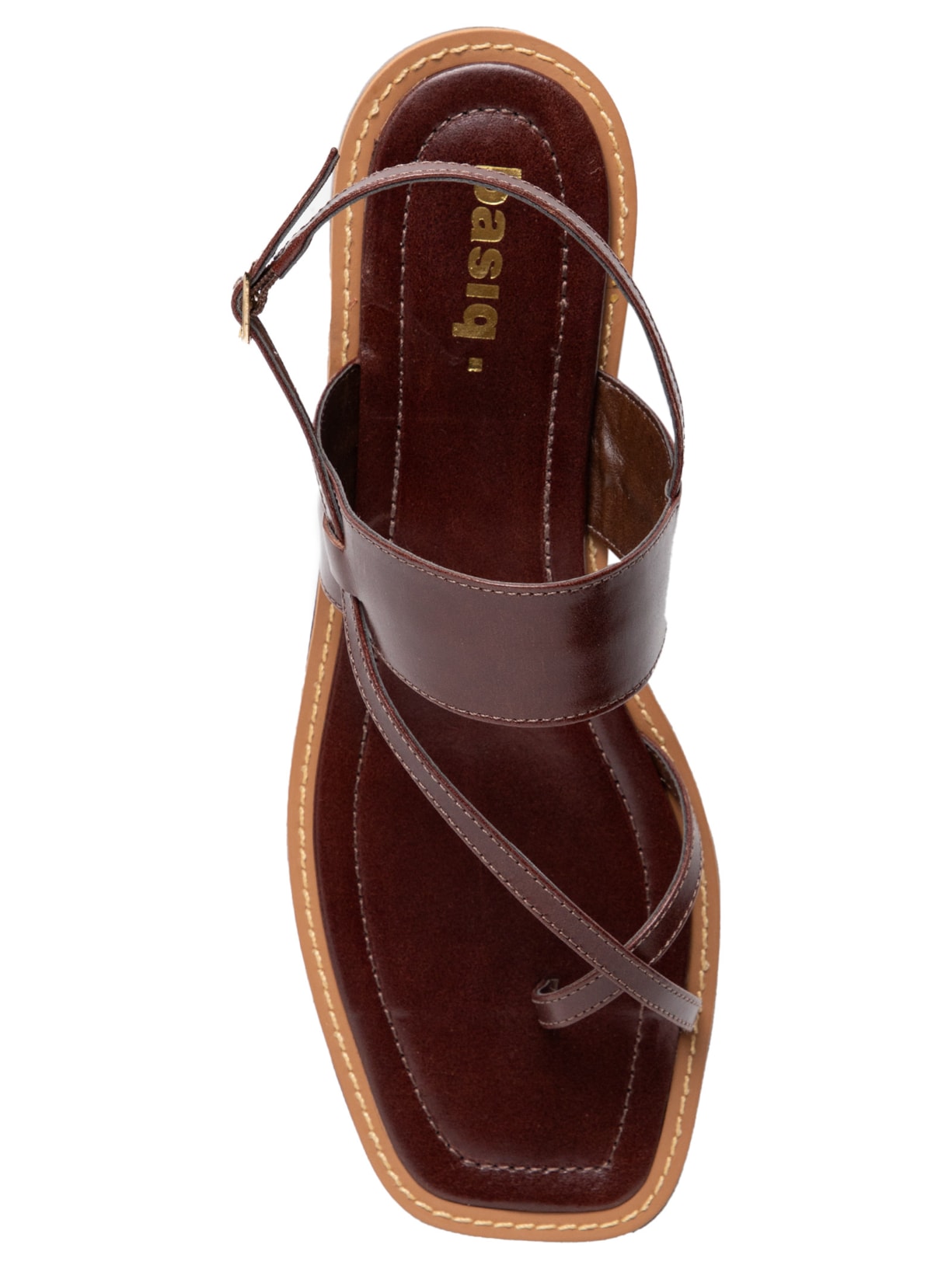 Basiq Sandália Feminina Rasteira Couro Básica Marrom