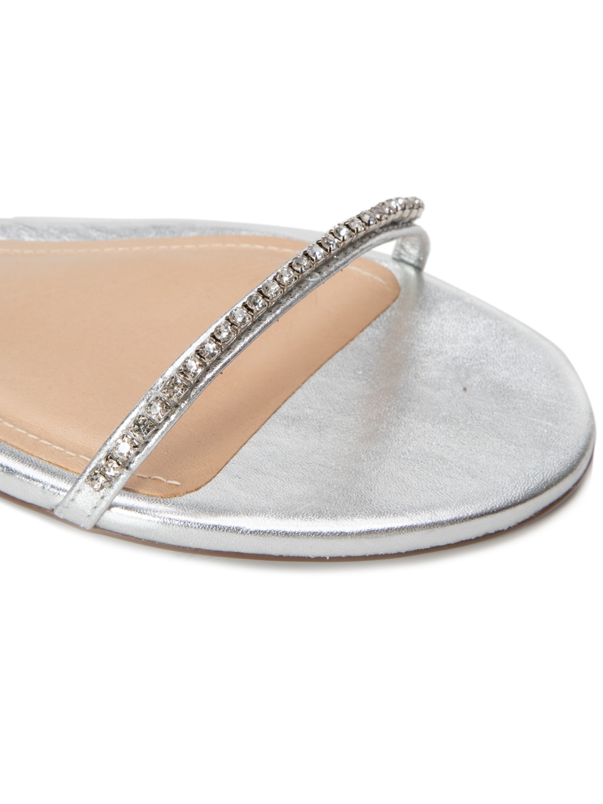 Sandália Feminina Rasteira Couro Prata Schutz