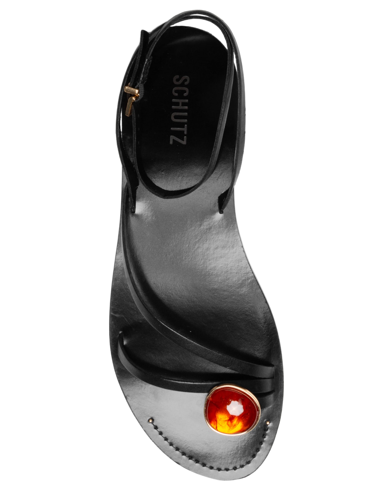 Sandália Feminina Rasteira Couro Preto Schutz