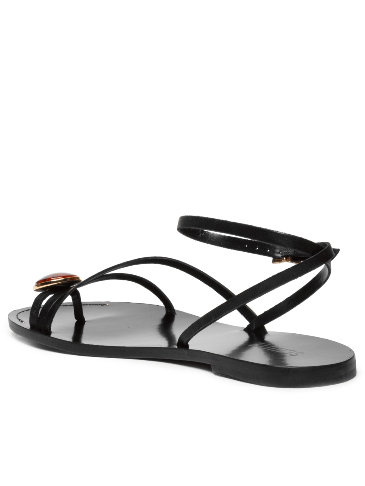 Sandália Feminina Rasteira Couro Preto Schutz