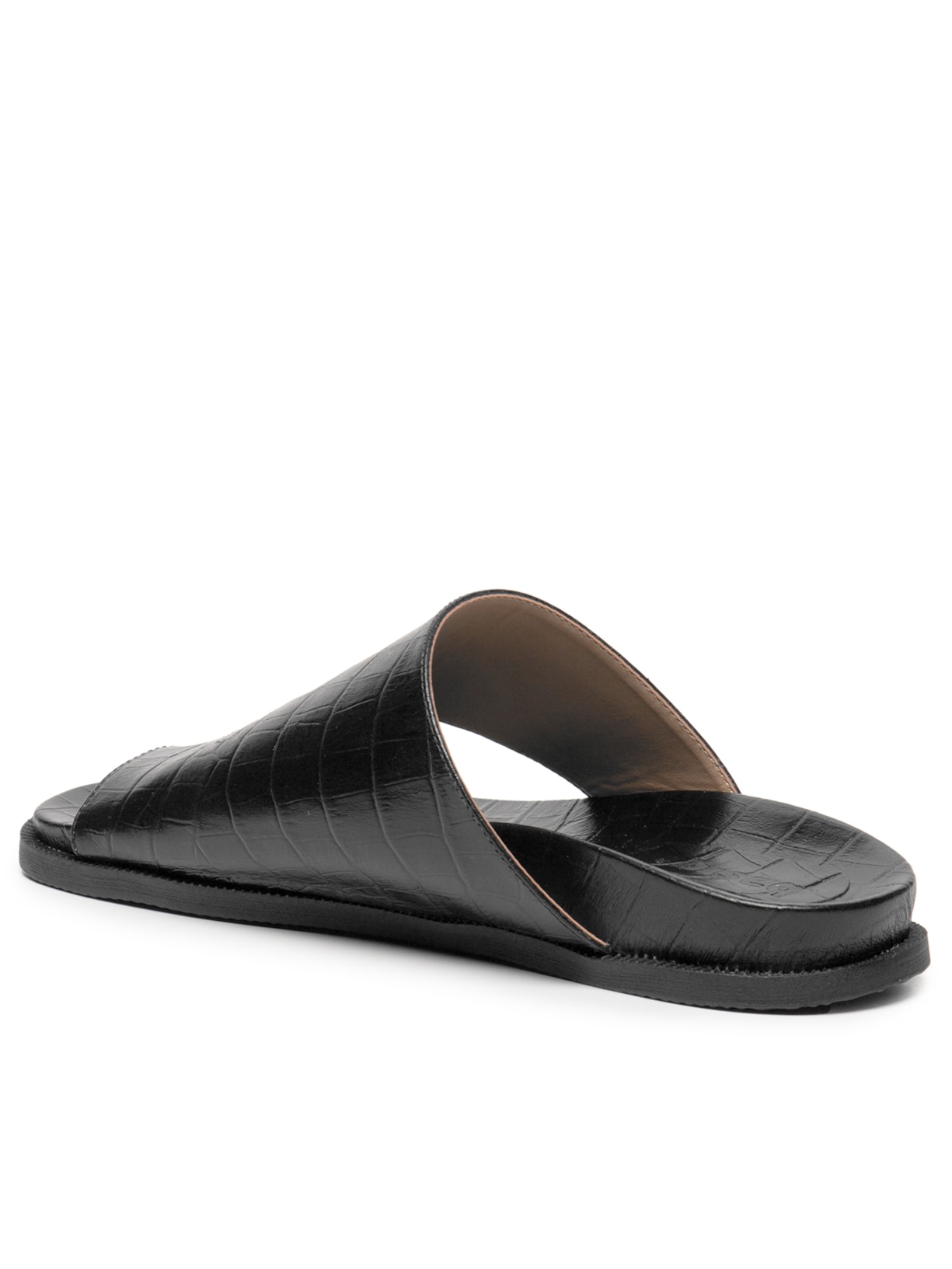 Sandália Feminina Rasteira Couro Preto Basiq