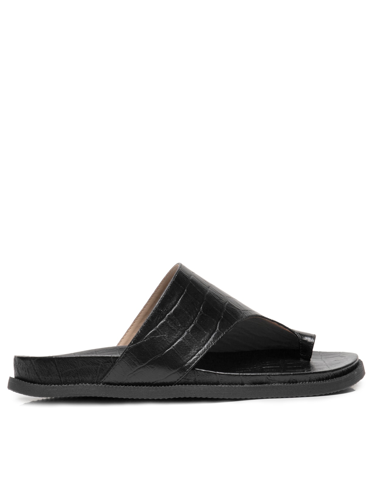 Sandália Feminina Rasteira Couro - Preto