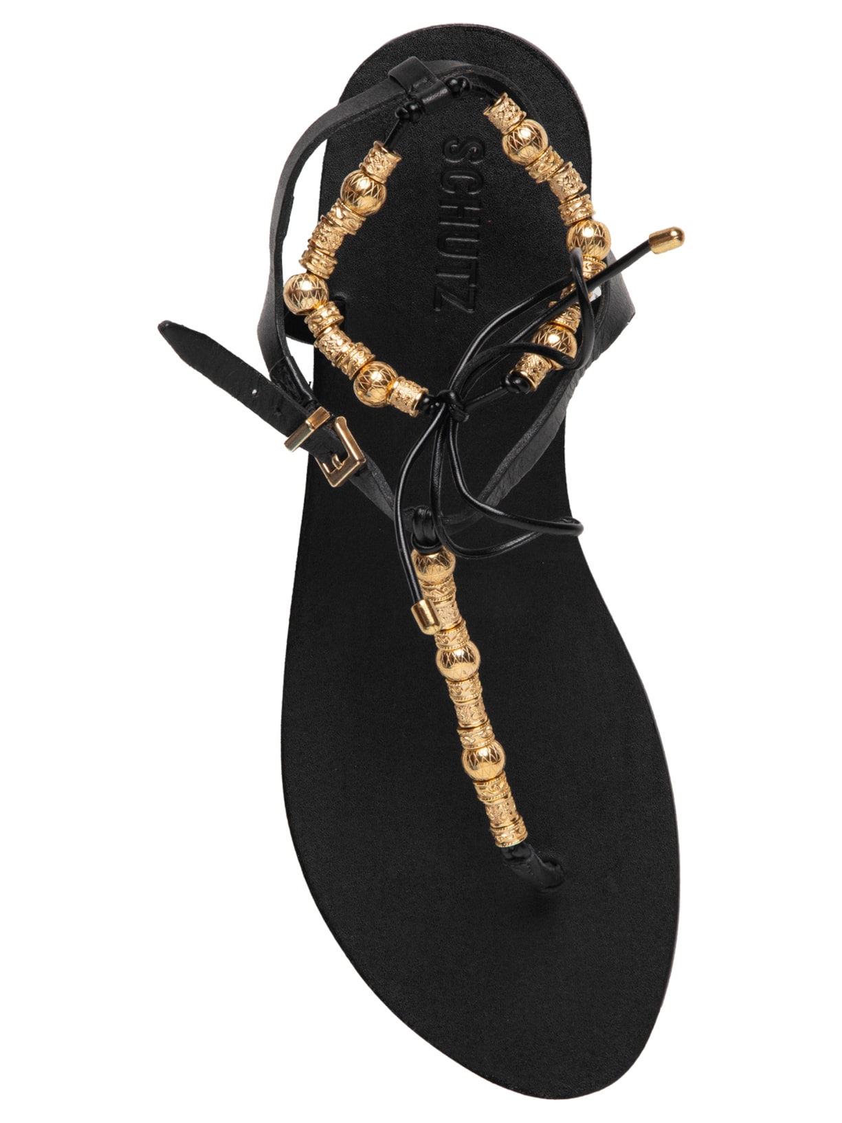 Sandália Feminina Rasteira Couro Preto Schutz