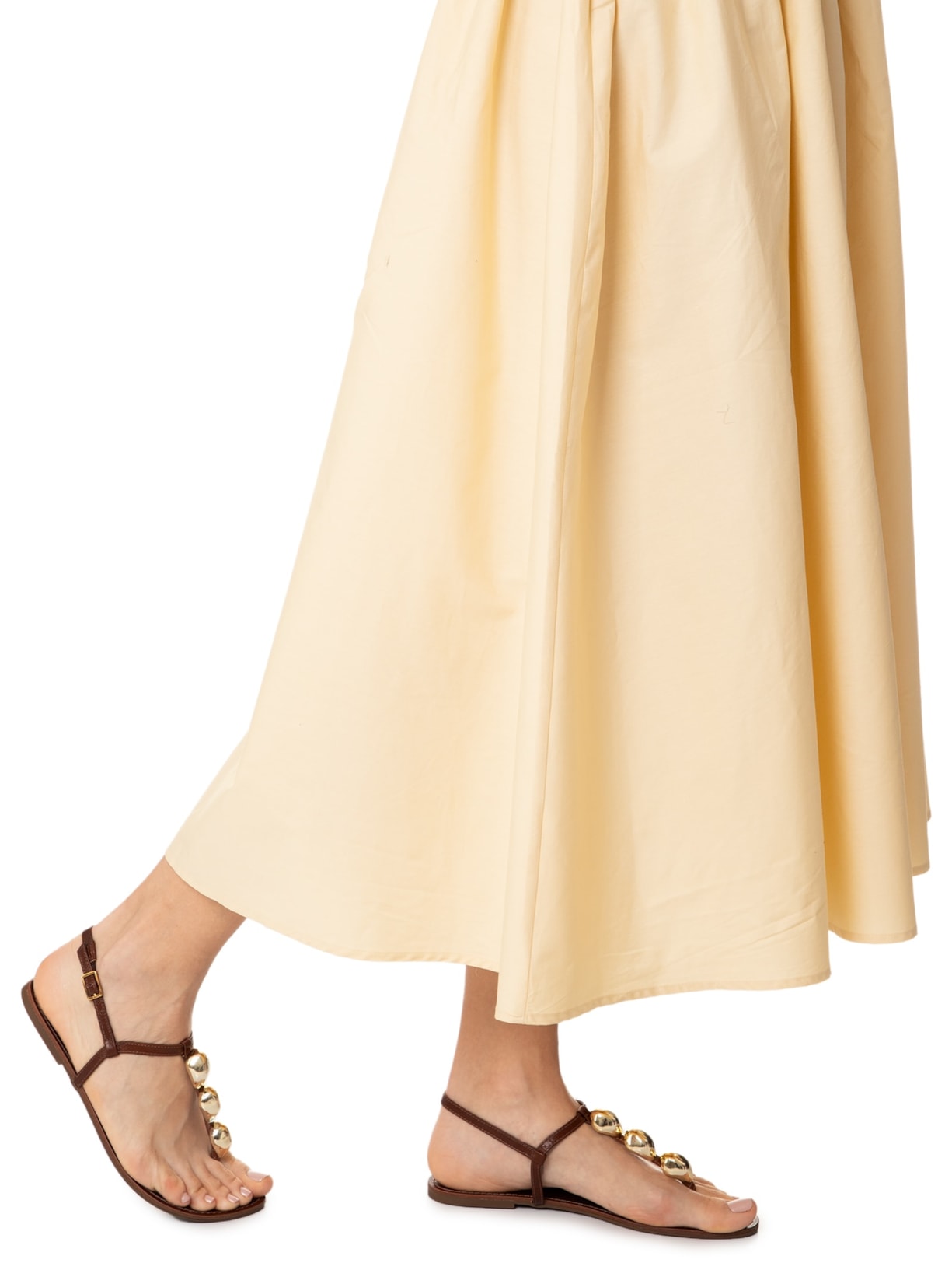 Sandália Feminina Rasteira Couro Slim Metais Marrom Arezzo